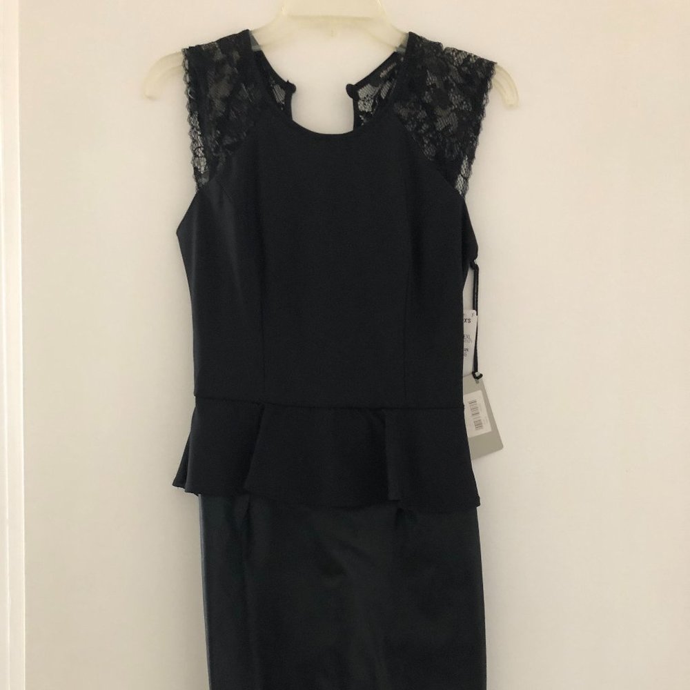 Sexy black lace and faux leather dress